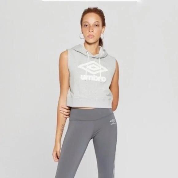 Umbro Urban Outfitters Gray Sleeveless Crop Hoodie Sweatshirt XXL - Picture 7 of 7